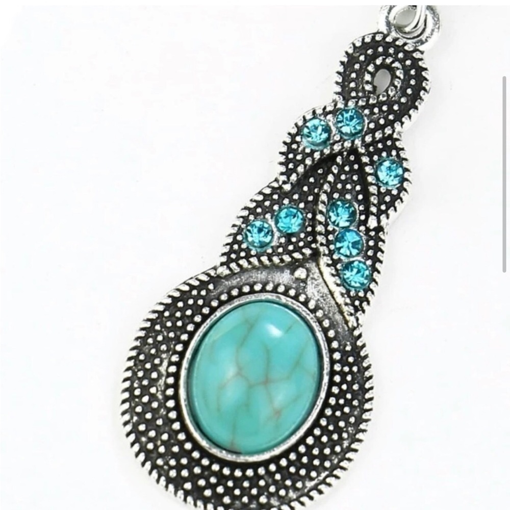 Bohemian Vintage Style Turquoise Color Dangle Earrings - Picture 3 of 5